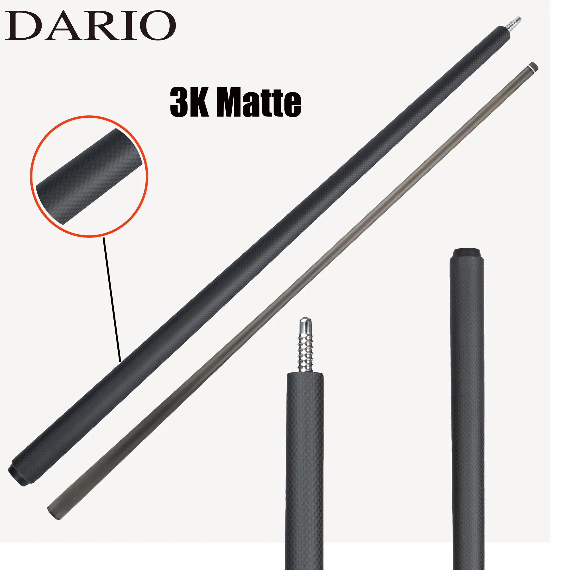 DARIO Premium 58 Inch Carbon Fiber Billiard Cue Set, 3K Matte Finish & Accelerated Taper for Players
