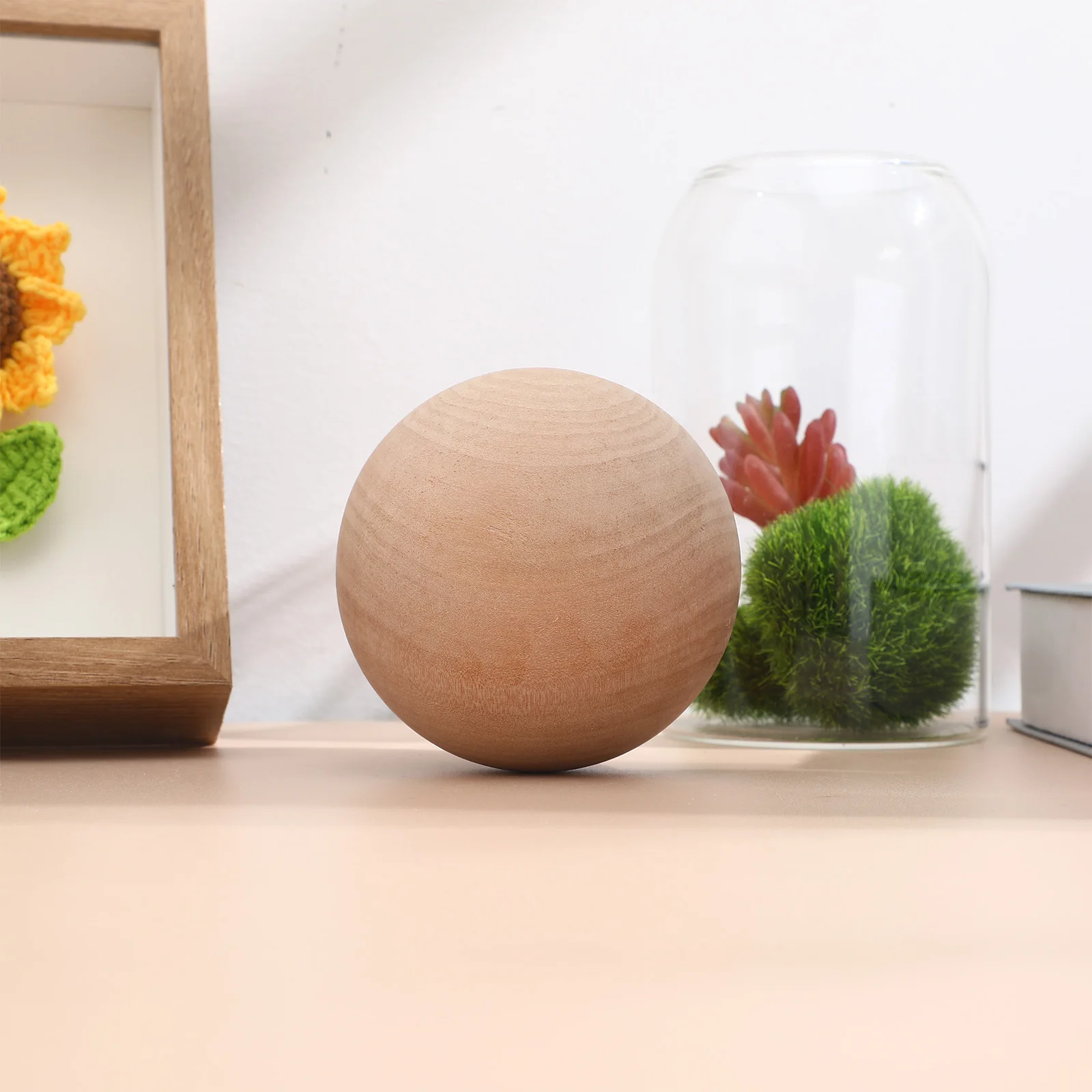 

9Cm Unfinished Wood Ball Round Wooden Craft Diy Accessories Smooth Natural Wood Sphere For Painting Decorating Crafts