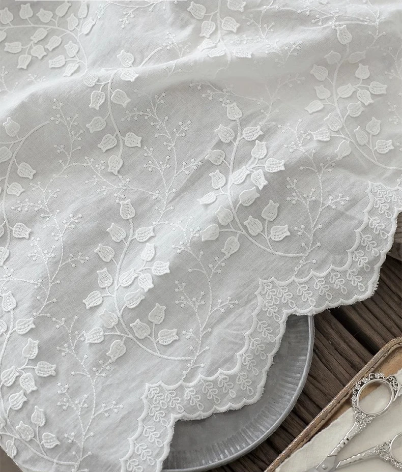 Three-dimensional Lily of the Valley Wind chimes cotton embroidered Lace fabric tablecloth dress shirt Lace accessories