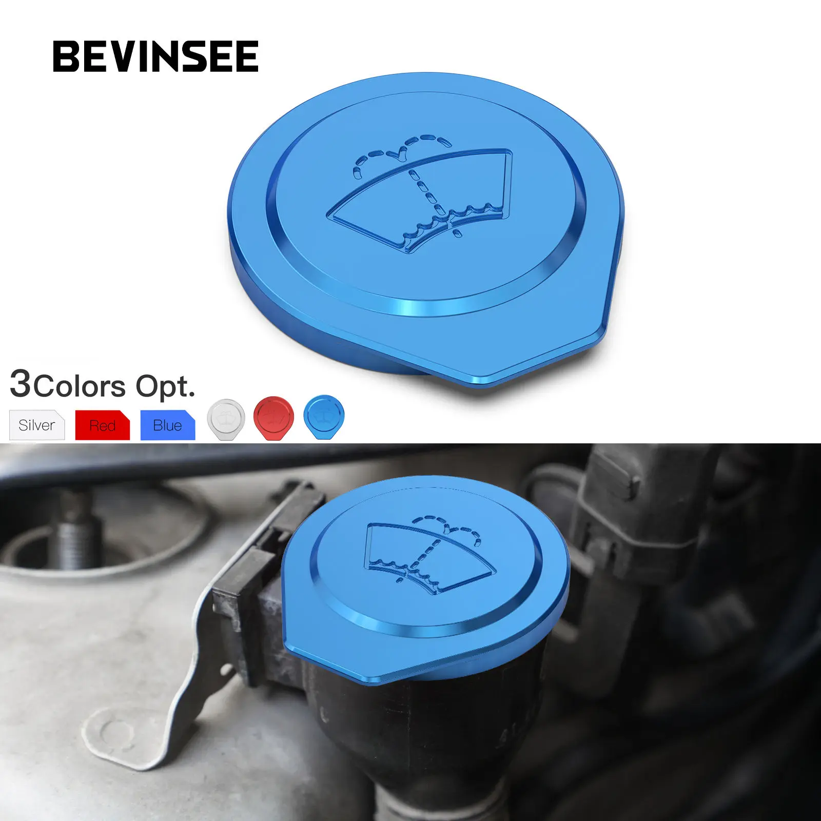 

BEVINSEE Aluminum Washer Fluid Reservoir Cap For BMW E90 E91 E92 E93 E81 E82 E87 E88 X1 E84 61667264145