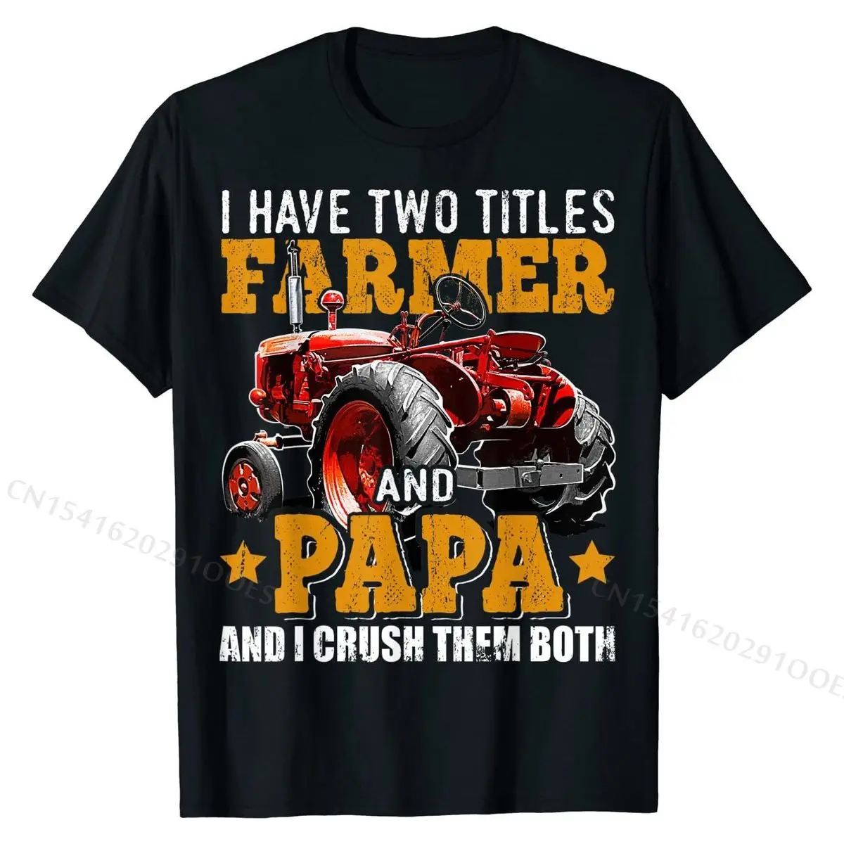 Mens I Have Two Titles Farmer and Papa Fathers Day Tractor Gift T-Shirt Men Rife Funny Tees Cotton Top T-shirts Leisure