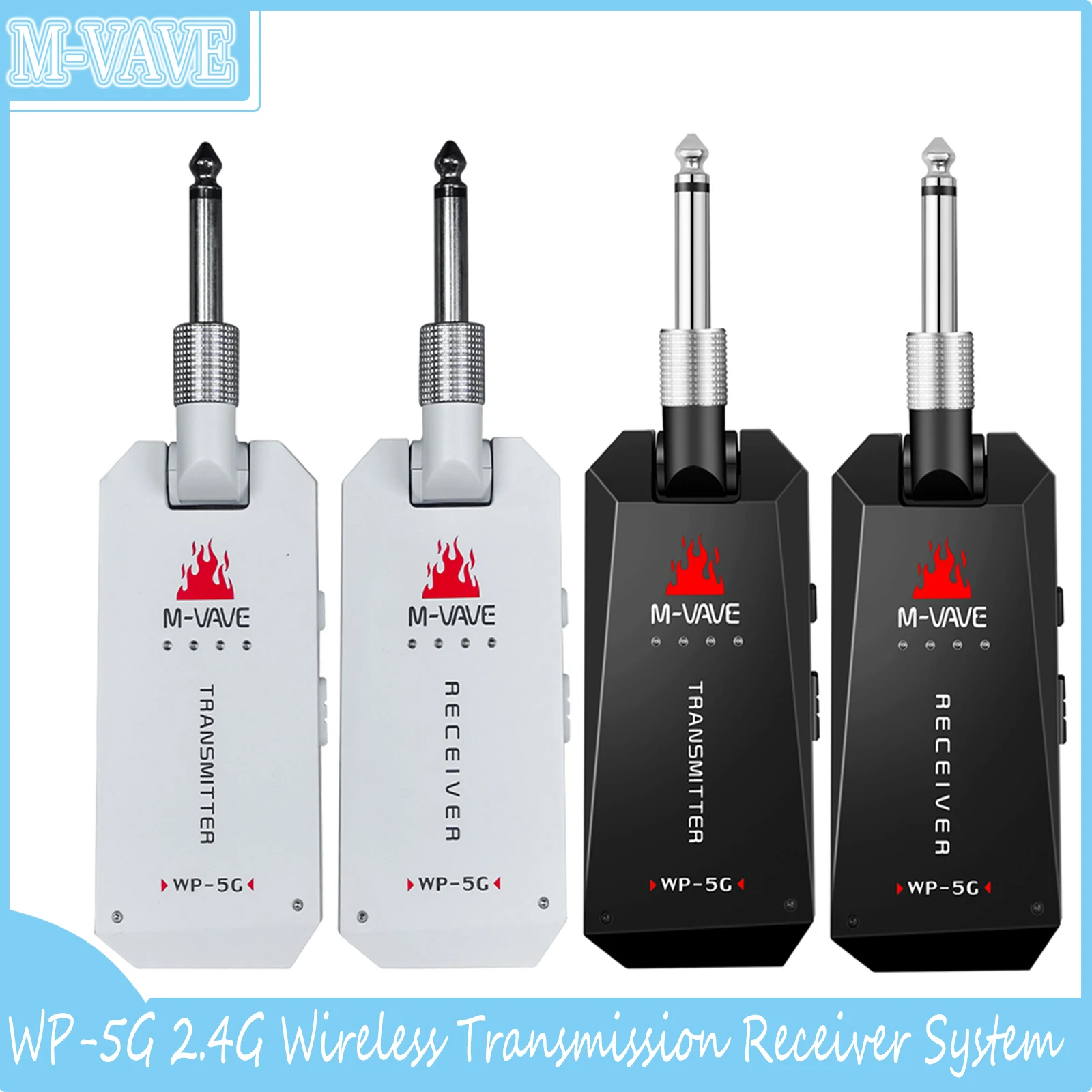 

WP-5G 5.8G Wireless Guitar System Rechargeable Audio Transmitter Receiver Mini Guitar Amplifier Guitar Accessory Type-C Cable