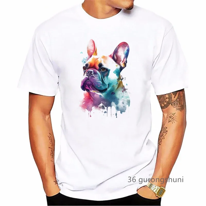 Colorful Pug/Yorkshire Terrier/Chihuahua/ Retriever/Pomeranian/Papillon/Shih Tzu Print T Shirt Men'S Clothing Kawaii Dog T-Shirt