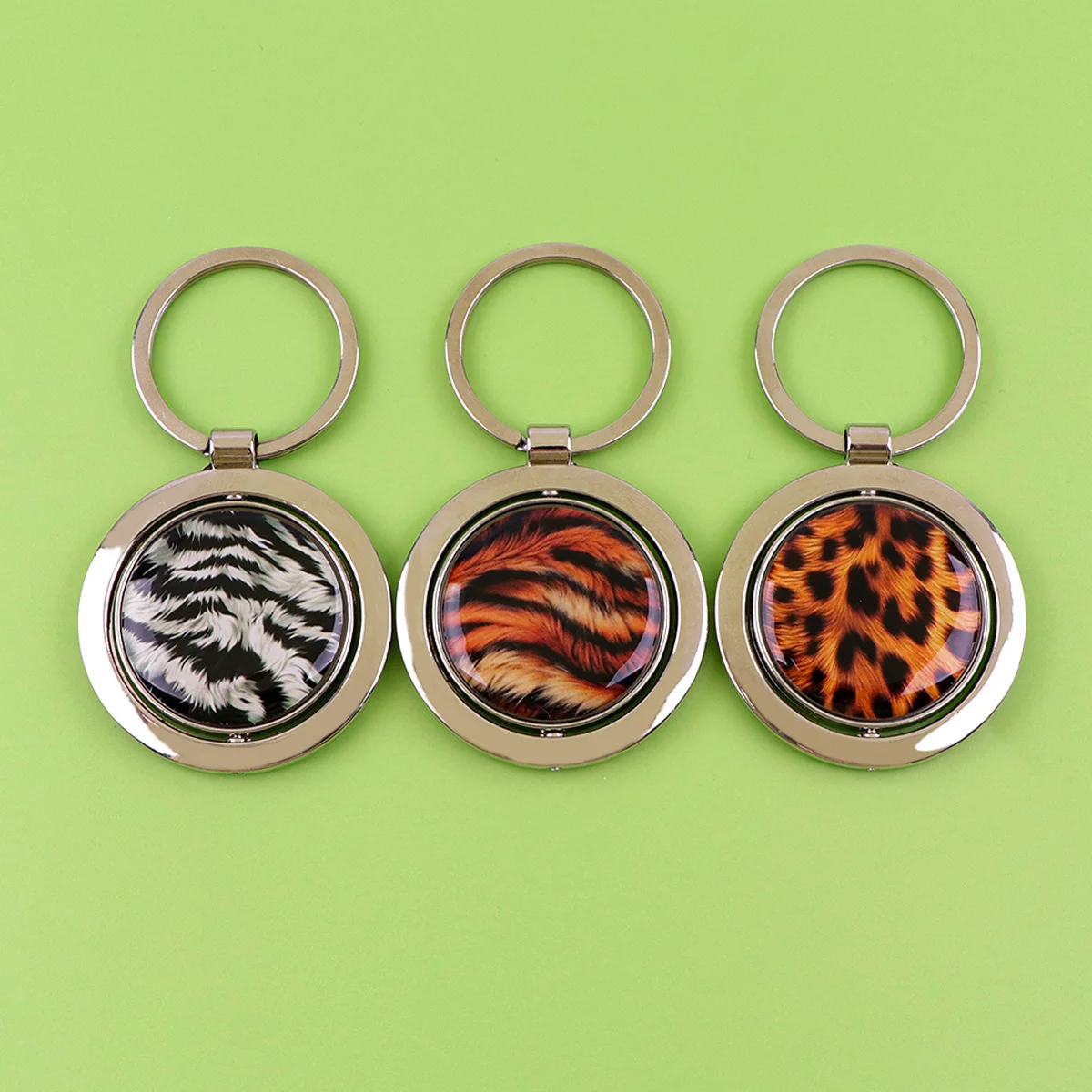 

Animal Fur Patterns Rotatable Metal Key Fob Motorcycles Cars Key Tag Backpack Accessories Can Rotate 360 ° Fashion Keyring Gift