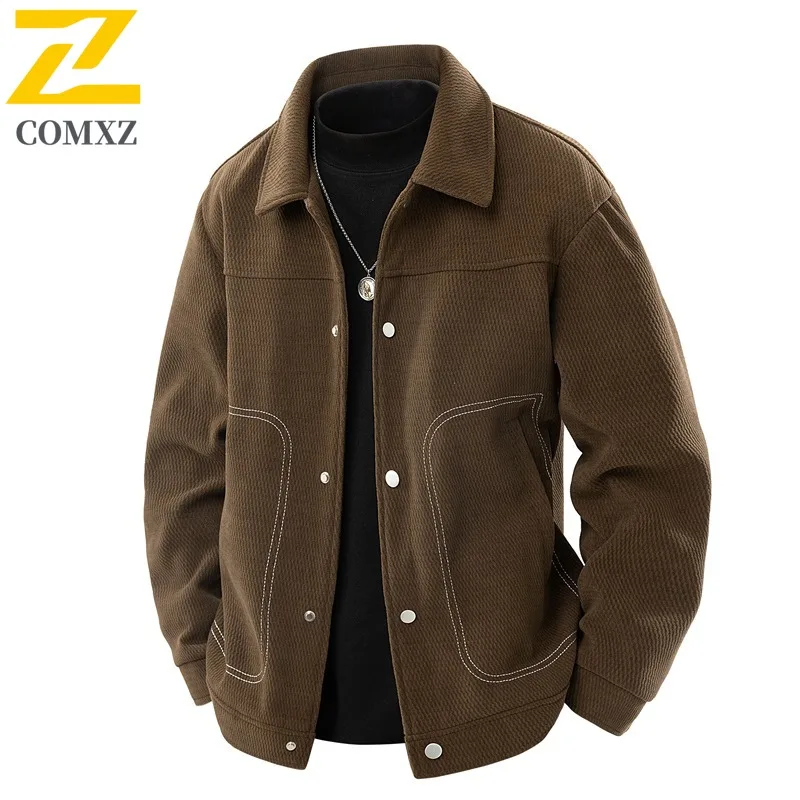 

COMXZ Men Jacket Turndown Collar Outdoor Hiking Travel Lightweight Windproof motorcycle jacket riding High Fashion Men Clothing