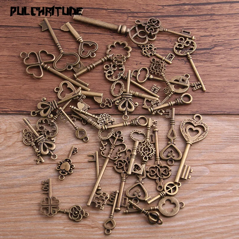 10pcs Vintage Metal Mixed Two color Small key Charms Pendants For Jewelry Making Diy Handmade Jewelry