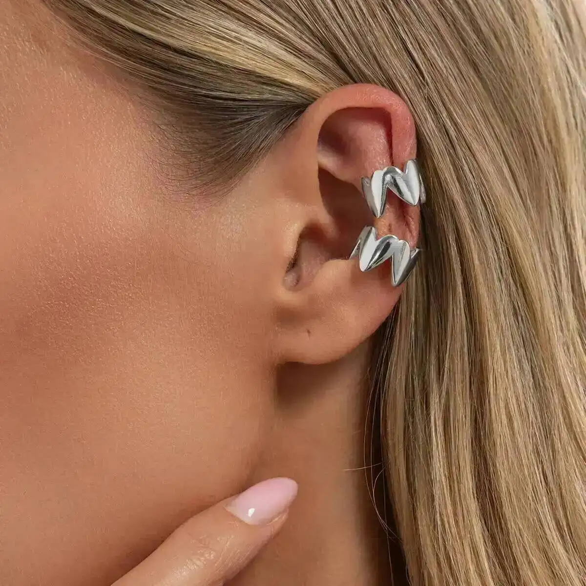 SHIXIN Retro Irregular Smooth Metal Clip Earring Women Punk Glossy C Shape No Piercing Fake Cartilage Ear Cuff Jewelry Accessory
