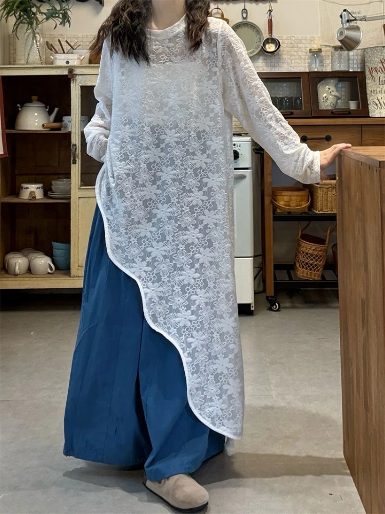 Robe femmes à manches longues Vintage mince voir à travers Robe coréenne Femme 2025 robes De Mujer ample Simple robes d'été irrégulières