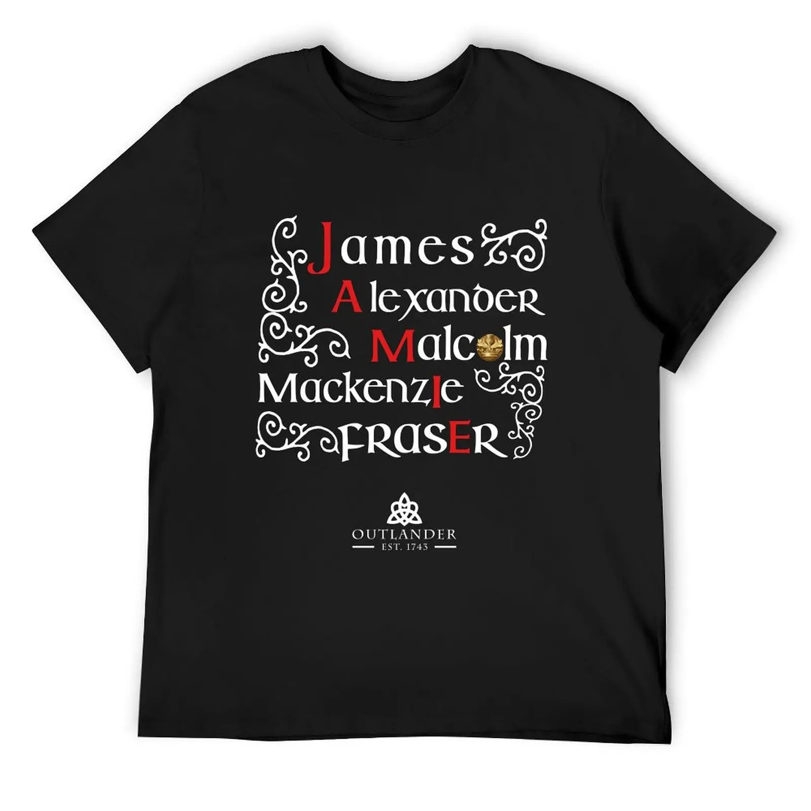 Outlander Jamie T-Shirt cute clothes graphics mens champion t shirts