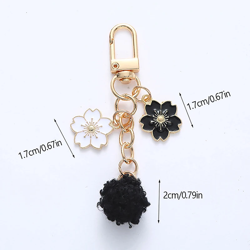 Fashion Hairball Key Chain Flowers Phone Pendant Car Key Ring Headphone Case Charms Bag Decor Accessories