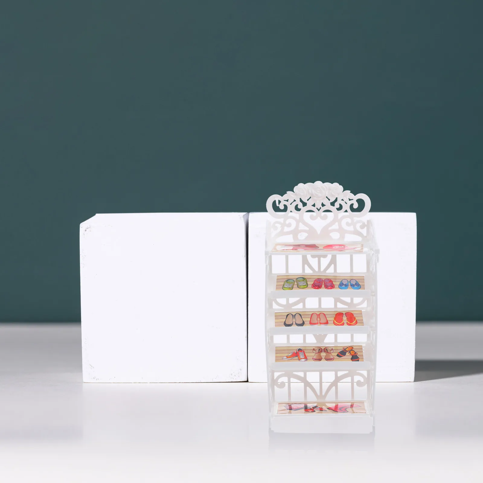 

Miniature Shoe Rack Plastic Multi-Layer Shoes Shelf High Simulation Mini House Furniture Decoration Shoes Storage Organizer