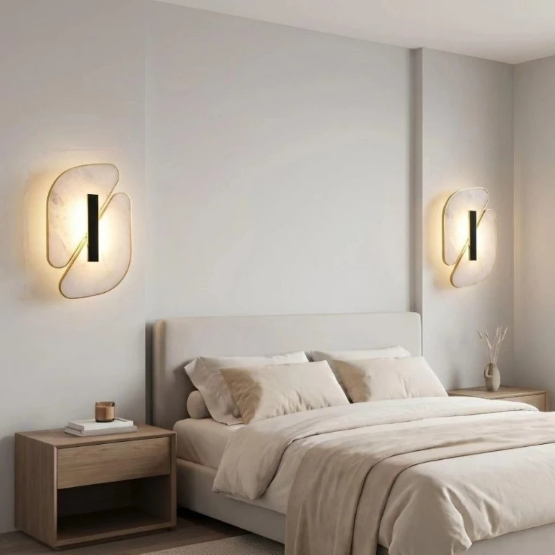 New Iron Marble Wall Lamp Bedhead TV Background Bar Counter Sofa Bedroom Villa Dining Table Advanced Decorative Atmosphere Light