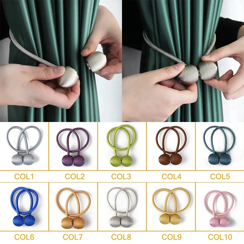 

Simple Magnetic Curtain Tieback Straps High Quality Clip Curtains Buckle Holder Decorative Home Polyester Curtains Accessories
