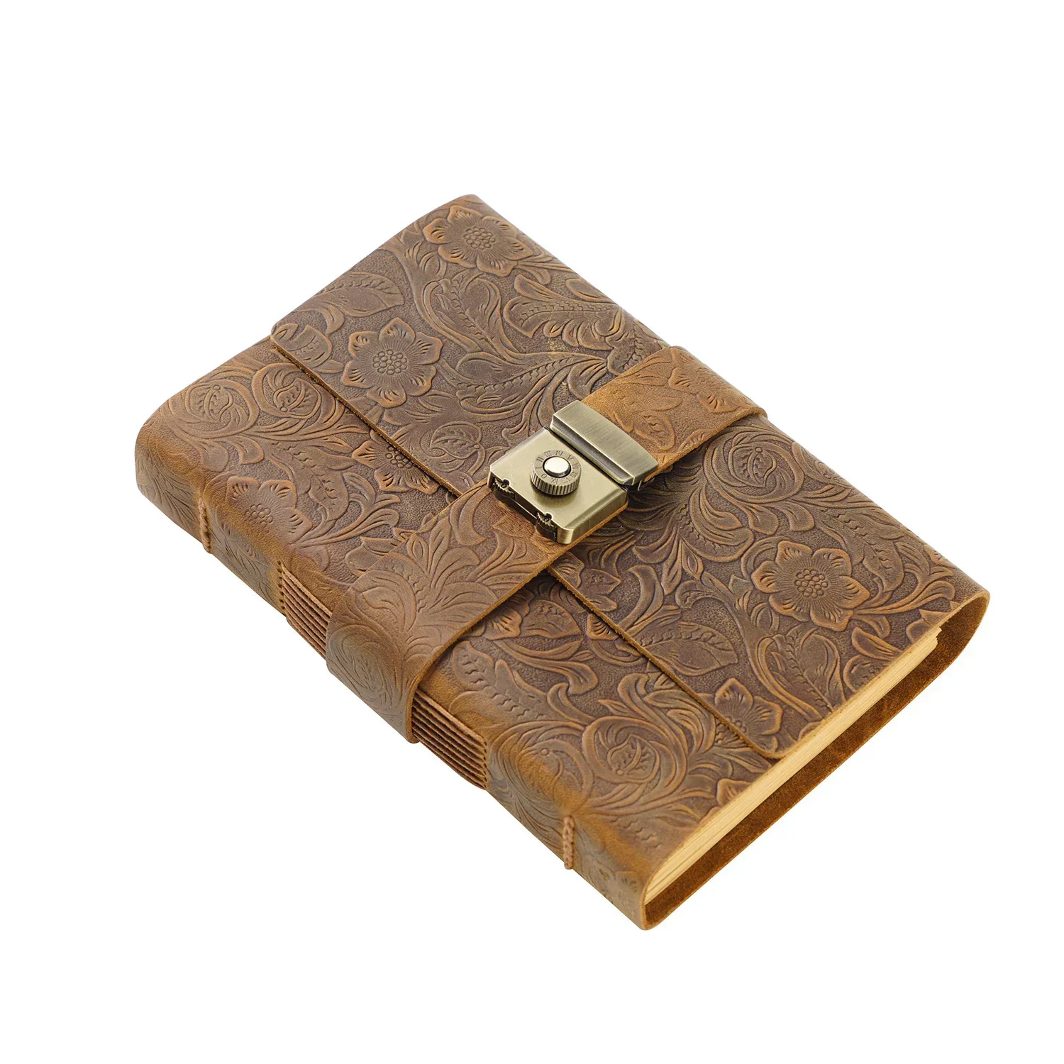 

Vintage Leather Sketchbook Journals with Combination Lock, 320 Pages, A5 Handmade Password Diary for Office School Stationery