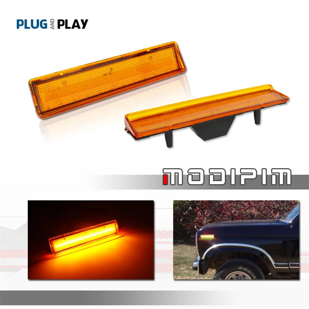 White/Amber LED Car Front Side Marker Lights For Ford Bronco F-150 F-250 F-350 1980 1981 1982 1983 1984 1985 1986 Parking Light