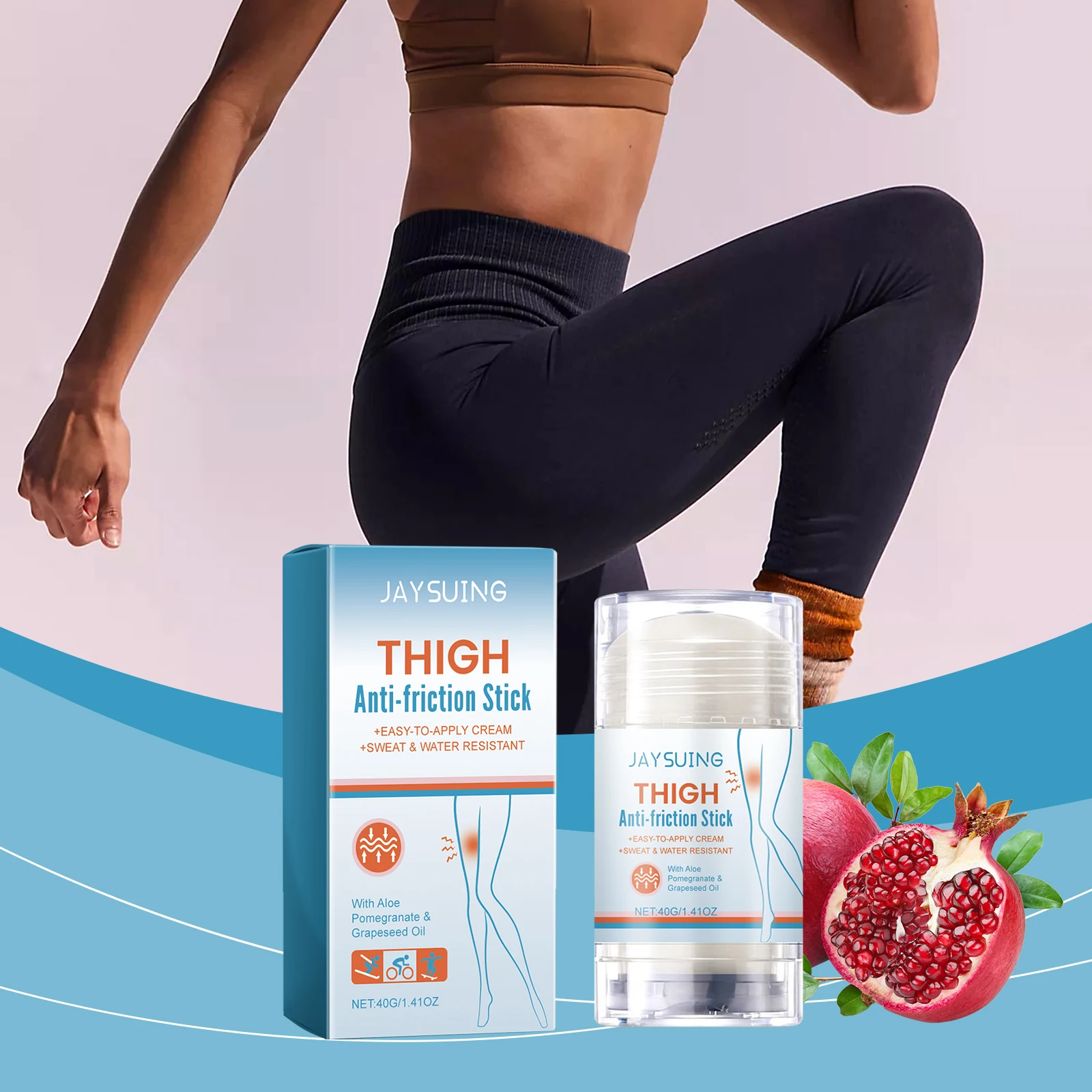 Anti Chafing Thigh Stick, Hydrating Lubricating Balm for Inner Thighs, Skin Moisturizing Smooth Body Care