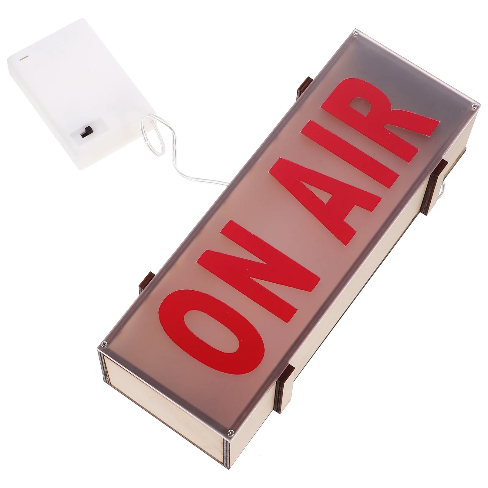 Solid Wood Light Box Night Decor Led Sign Red Color Recording Office Desk Warm Atmosphere No Glare Eye Protection