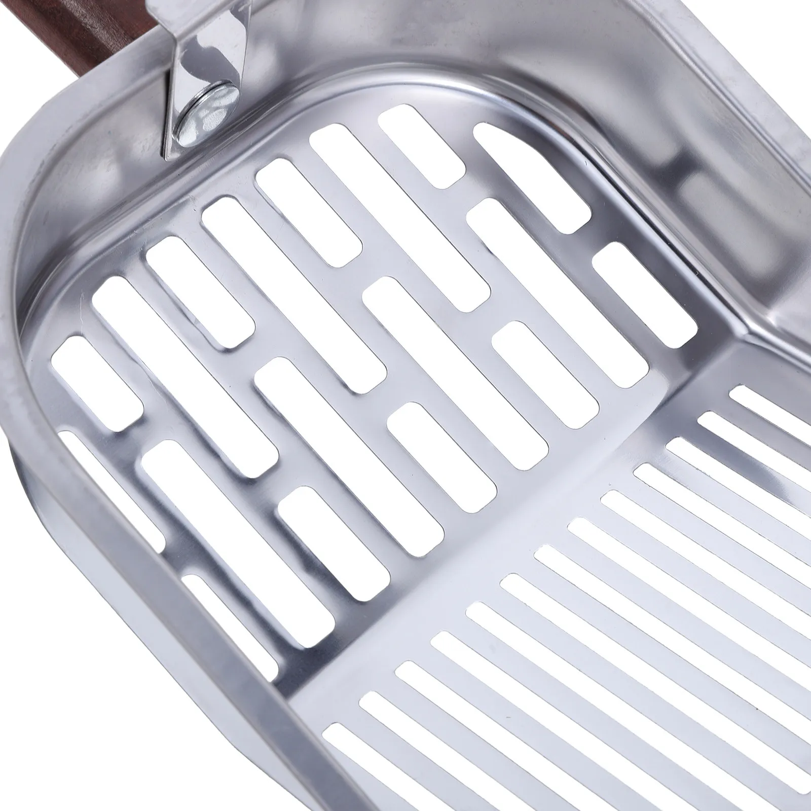 Heavy Duty Metal Cat Litter Scoop Stainless Steel Sifter Ergonomic Wood Handle Non Stick Cat Box Scooper Metal Mesh Filter
