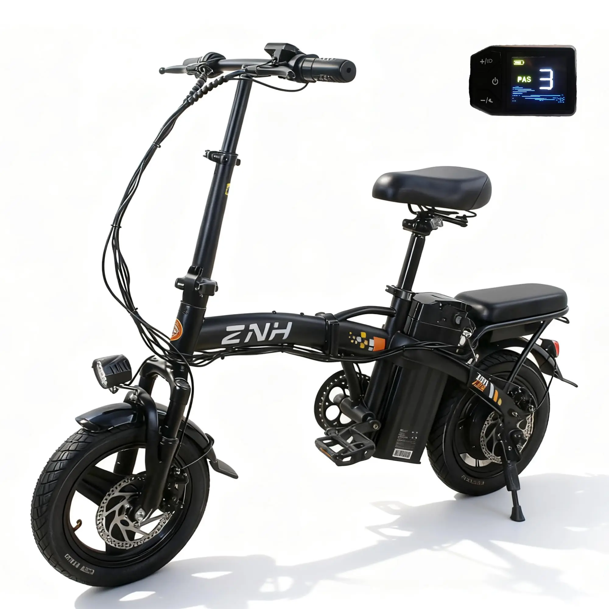 

ZNH 750W Peak Adult Electric Bike, 14 inch Electric Bicycle with 48V Battery,50Miles 20MPH Folding Ebike,UL 2849
