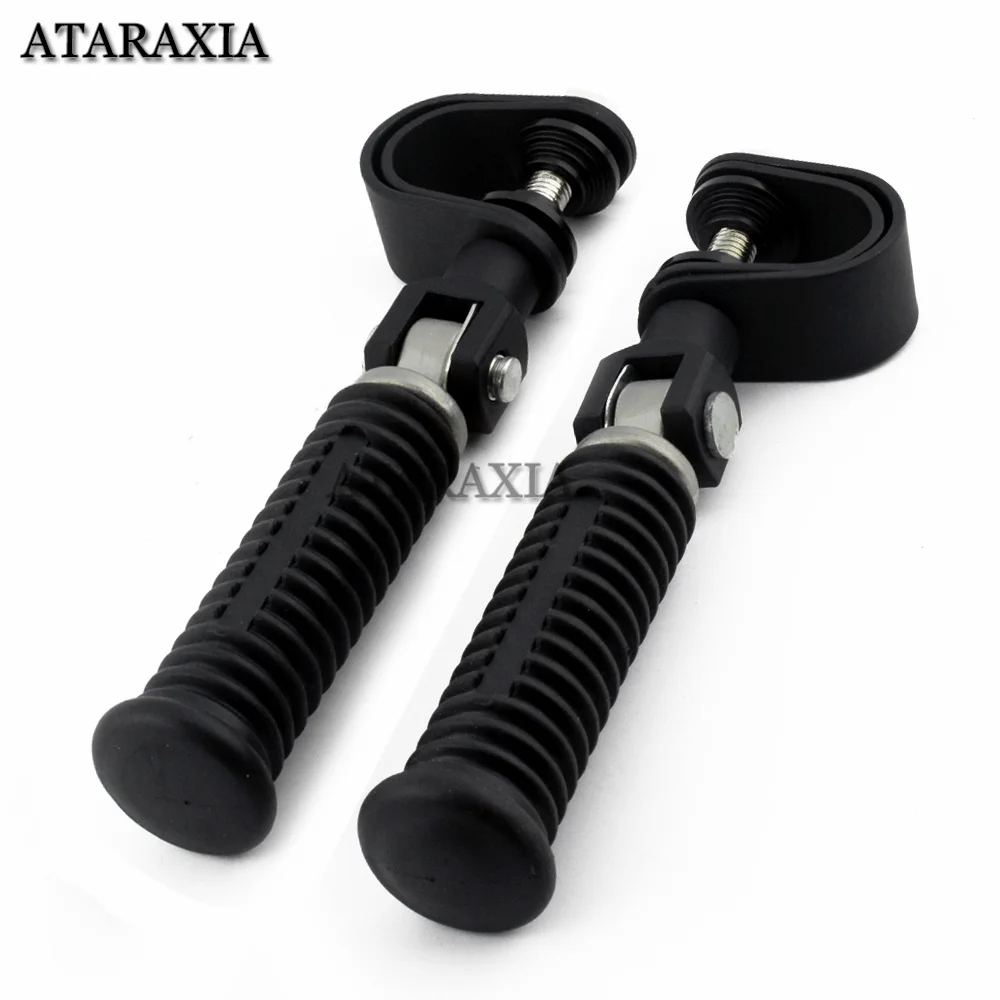 

1-1 1/4" Motorcycle Highway Rubber Foot Pegs Engine Guard Crash Bars Footrest Clamp Mount For Harley Dyna Chopper Bobber Custom