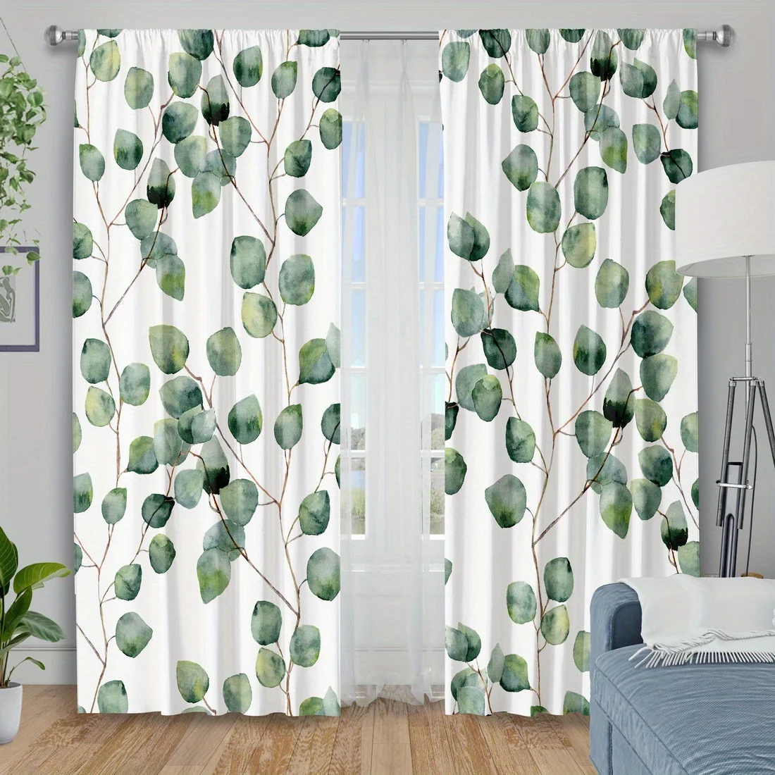 قطعتان من ديكورات النوافذ المطبوعة بأوراق النبات، قماش بوليستر، قابل للغسل في الغسالة، مناسبة لتزيين غرفة النوم وغرفة المعيشة #2