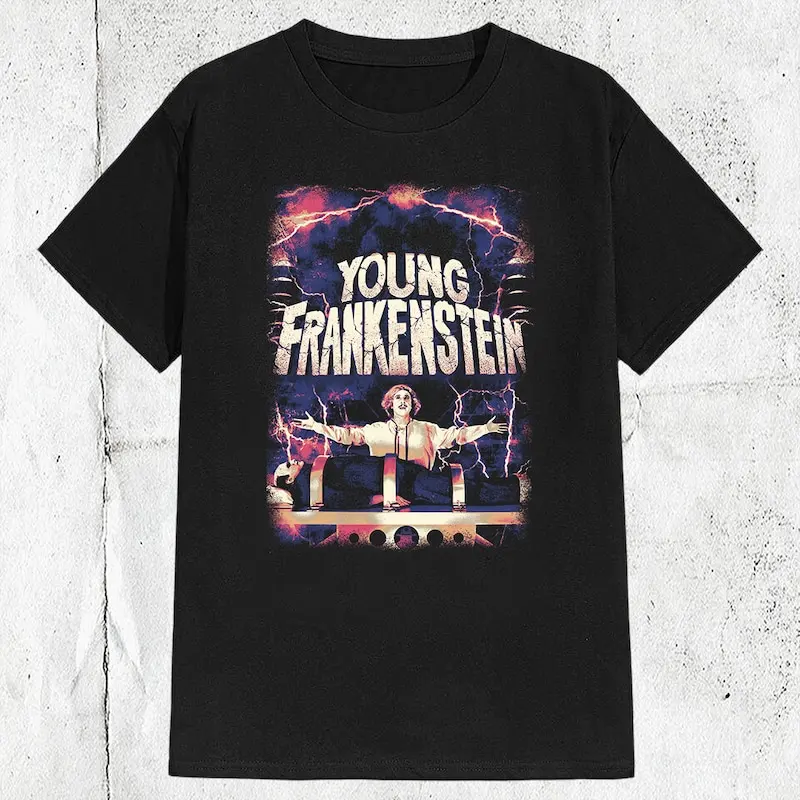 70s Young Frankenstein Horror Comedy Movie T-shirt ,Graphic Short Sleeve Crew Neck Cotton T-Shirt