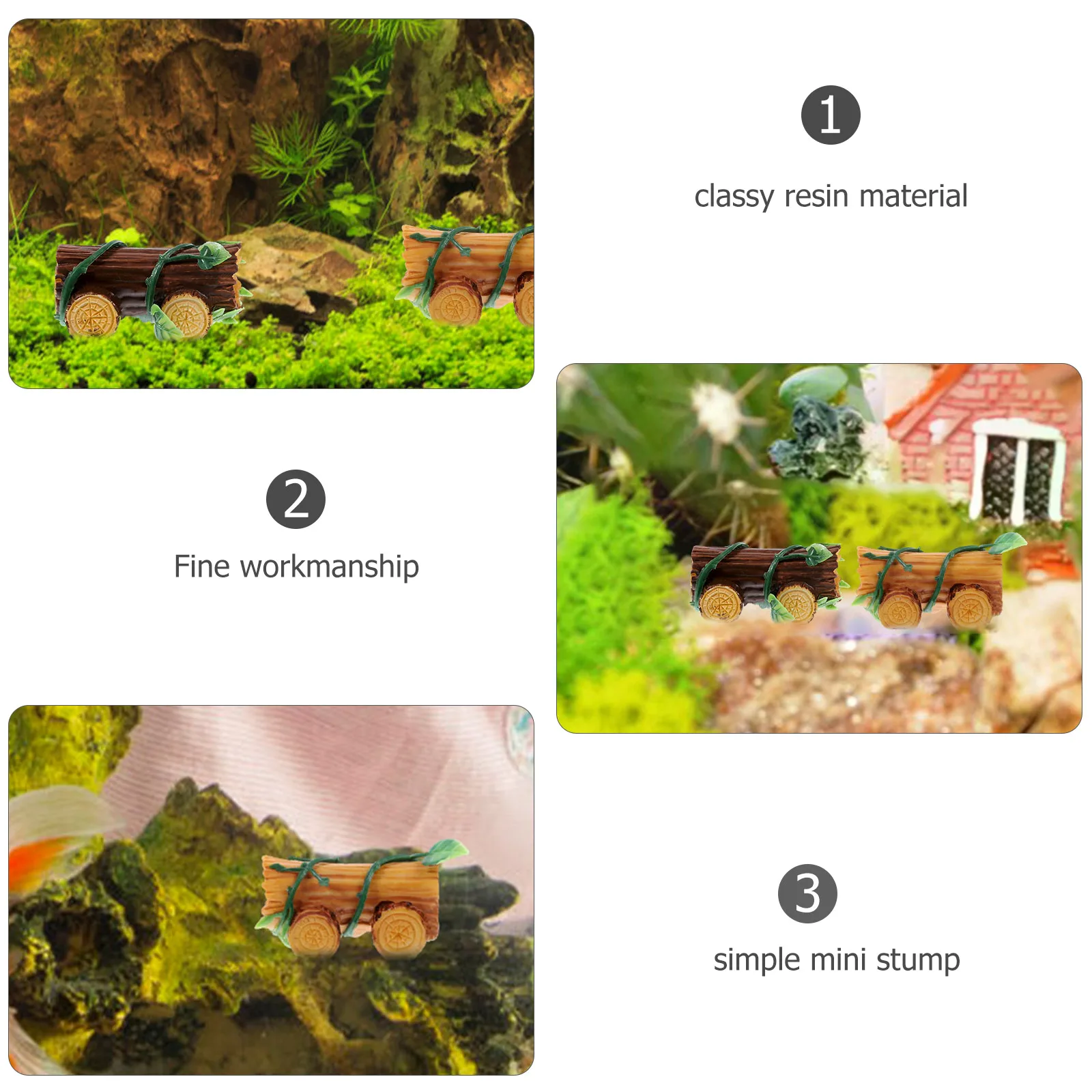 

Wood Car Decor Miniature Stump Resin Statue Bonsai Ornament Fish Tank Adornment Landscape Model Garden Decor Mini Accessory