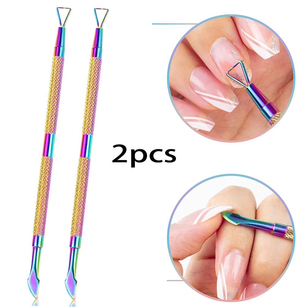 2/3 قطعة الفولاذ المقاوم للصدأ مزيل الجلد الميت انتهازي للباديكير مانيكير هلام البولندية تنظيف مزيل دفع أداة العناية بالأظافر