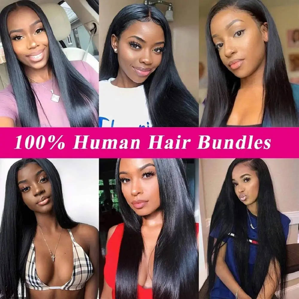 Brazilian Hair Weave Bundles Straight Human Hair Bundles10-40Inch Natural Color Remy Human Hair Extensions Straight Hair Bundles