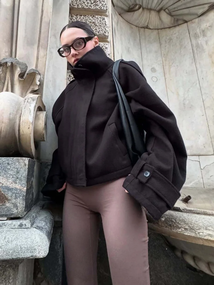 

HH женское модное однотонное 3-цветное короткое пальто с карманами на пуговицах, женская зимняя куртка с длинными рукавами и уличным стилем на молнии с воротником-стойкой