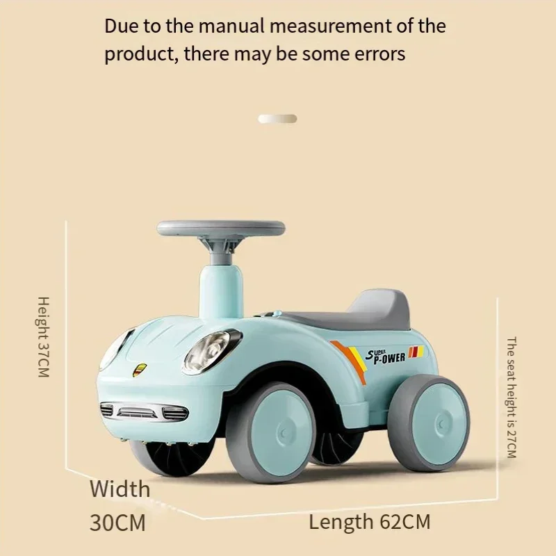 Infantil Anti-Rolagem Scooter, Carro Equilíbrio, Música, Luz, 4 Rodas, Bebé Menino e Menina, 1 a 6 Anos de Idade