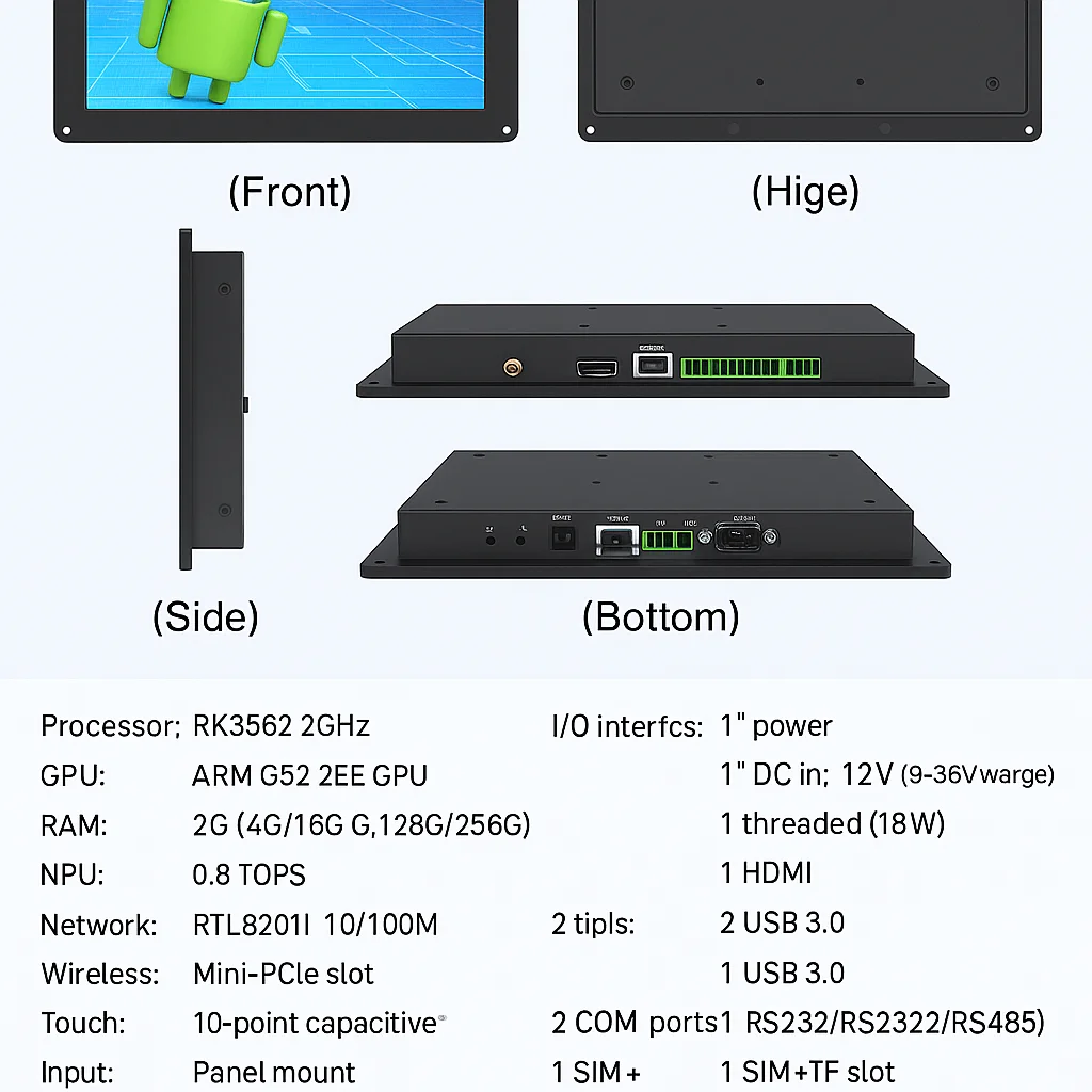 2025 Most Popular 7/10inch Cheap Price Android Industrial Panel Pc IP65 Waterproof Capacitive Touch HD LCD Screen Panel PC