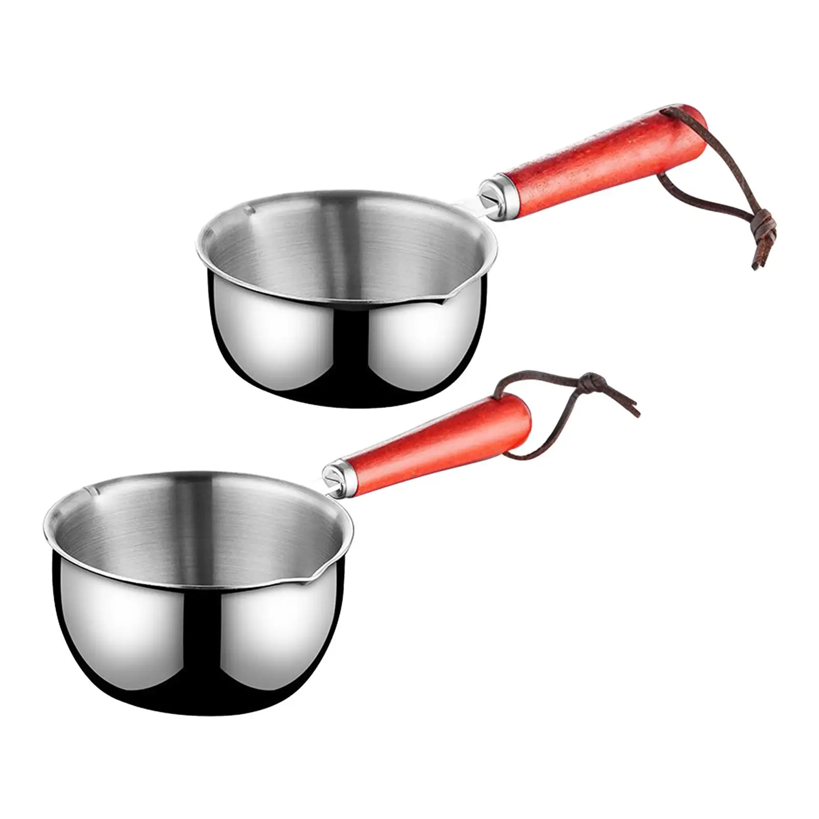 Compact Stainless Steel Saucepan Milk Warmer Butter Pot Dual Spout Design Wood Handle for Latte Art Heating Sauces Soups Kitchen