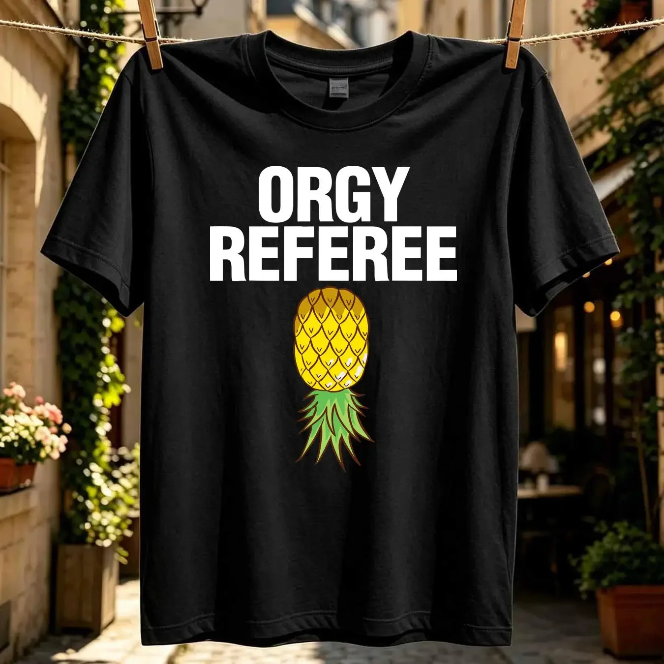 washed T Shirt NEW Orgy Referee Swinger Swingers Pineapple Group Sex long or short sleeves vintage Washed Unisex