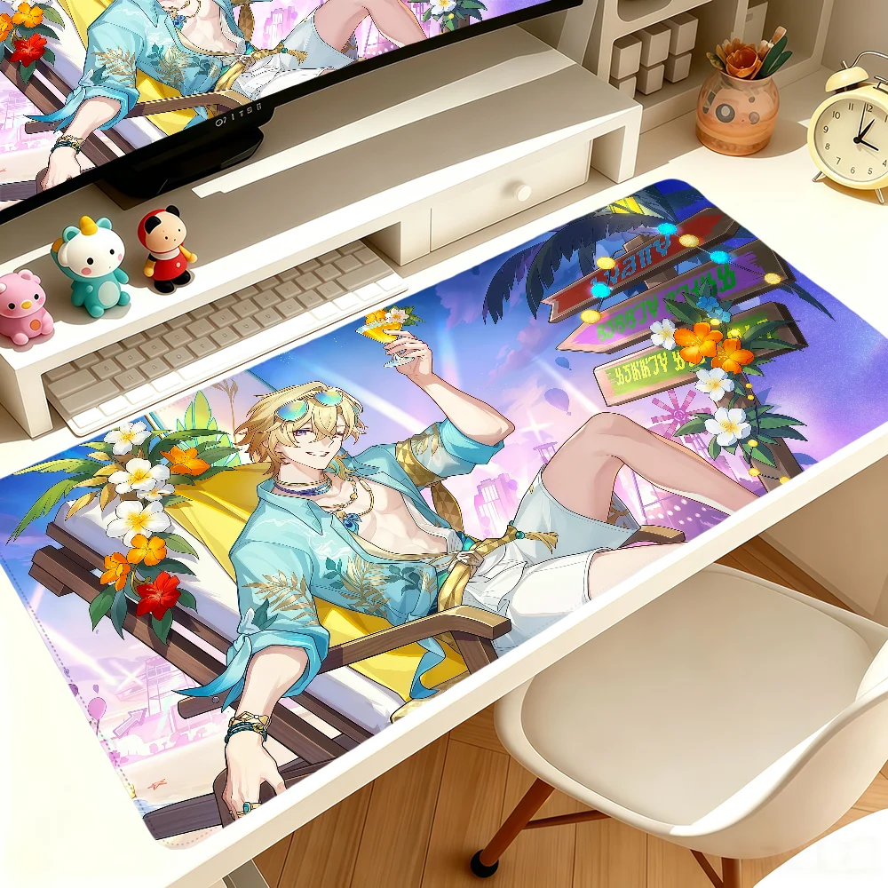 Aventurine Honkai Star Rail Kakavasha MousePad Large Non-slip Lockedge Desktop Computer Desk Mat Keyboard Office Gamer Student
