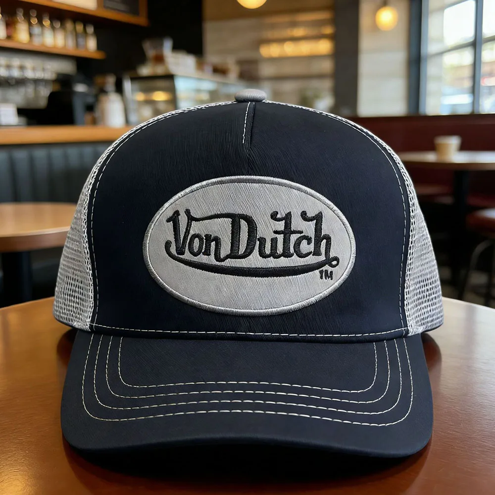 Casual fashion VON Baseball Cap Breathable shade Alphabet embroidery Sunblock Mesh Embroidered DUTCH Trucker Hat