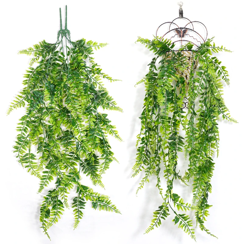 Artificial Plants Vine Persian Fern Leaves Home Room Decoration Grass Garland Wall Hanging Fake Plant Leaf Wedding Party Decor