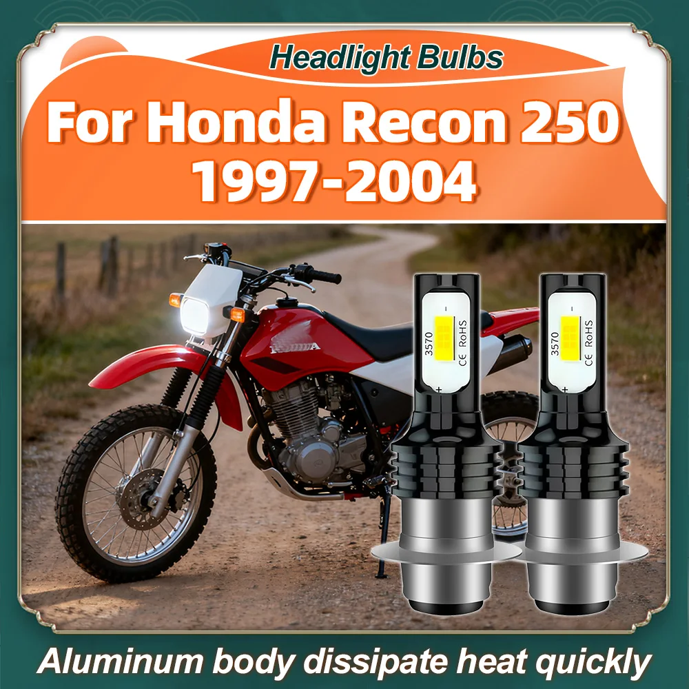 

2PCS Fit For Honda Recon 250 1997-2004 LED Headlight H6 High Low Beam Fog Bulbs 6000K White+400% Brightness