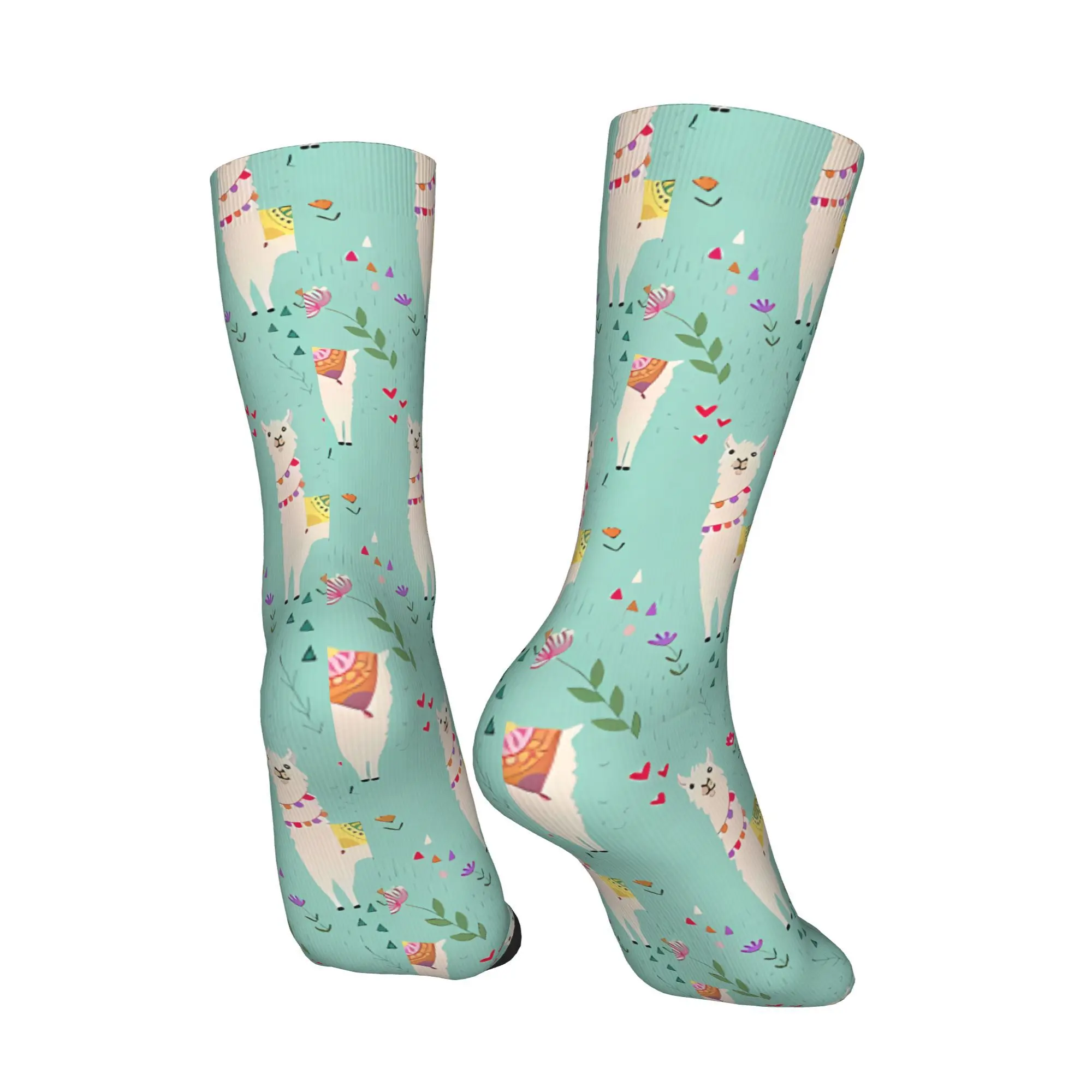 Festive Llama  Sock Printed Man Polyester Fashion