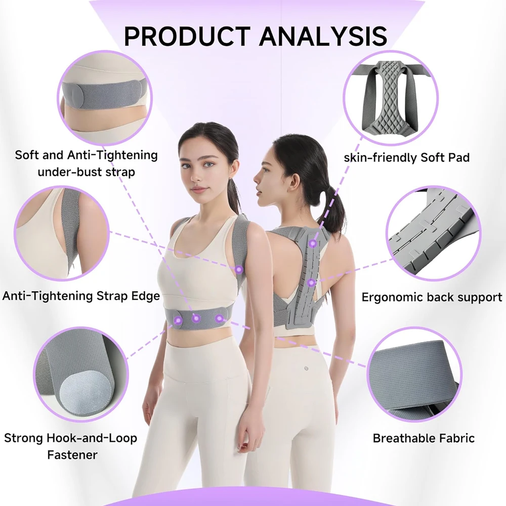 Back Posture Correction Belt Hunchback Corrector Adult Men and Women Sitting Posture Correction Belt Shoulder Straight Back