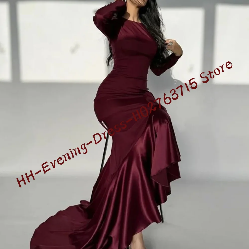 Vestidos de noche formales de sirena escalonados con cuello redondo elegantes vestidos de fiesta de cumpleaños personalizados