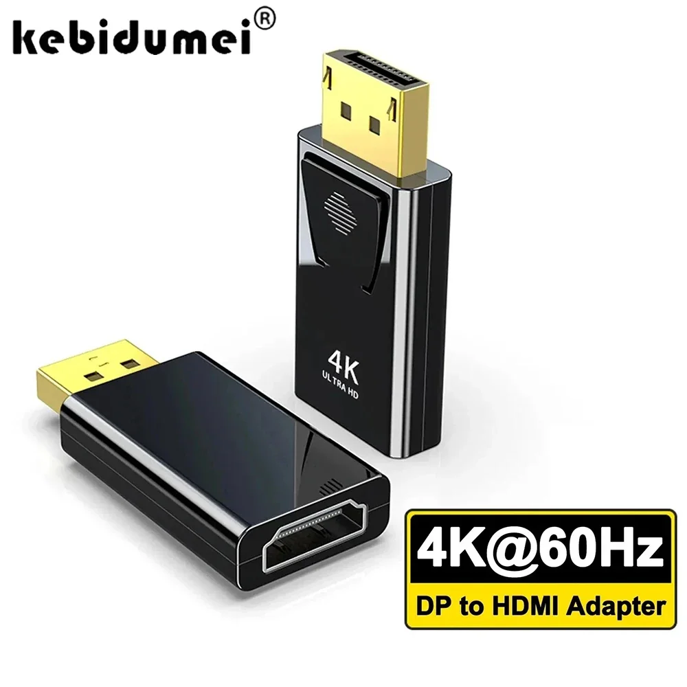 Puerto de pantalla 4K a adaptador Compatible con HDMI macho a hembra DP a HDMI Cable de Audio y vídeo HD Compatible para PC TV portátil proyector