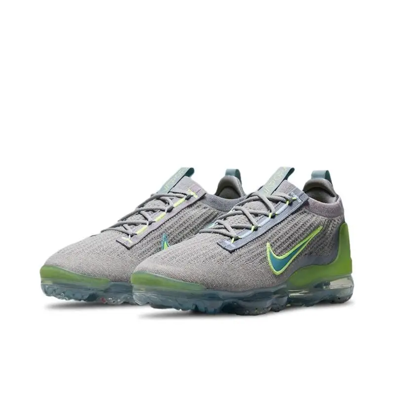 Nike Vapormax Flyknit 2021 Unisex Gray-green Shock-absorbing Springback Non-slip Wear Comfortable Breathable Leisure Shoes