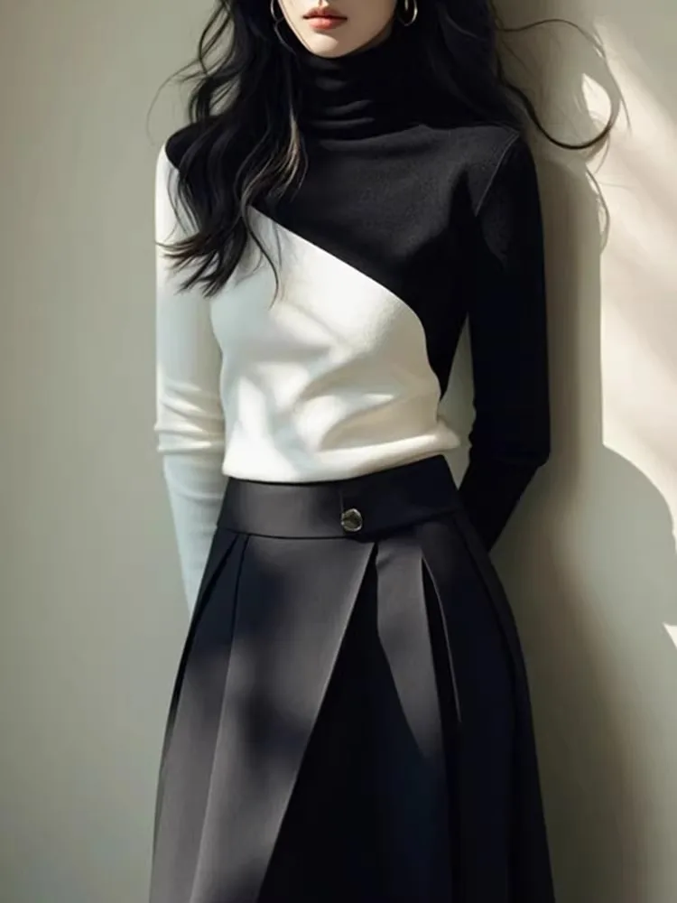 

Classic Versatile High Ne Long Sve Knitted Sweater Autumn Winter Warm Comfortable Slimming Inner Wear Top for Women