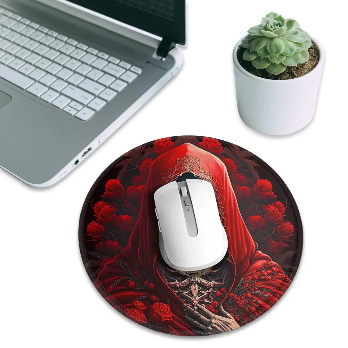 Santa Muerte Saint Death Goth Mexican Muertos Skull Round Mouse Pad Computer Keyboard Mouse Mat Gamer Laptop Desk Mat