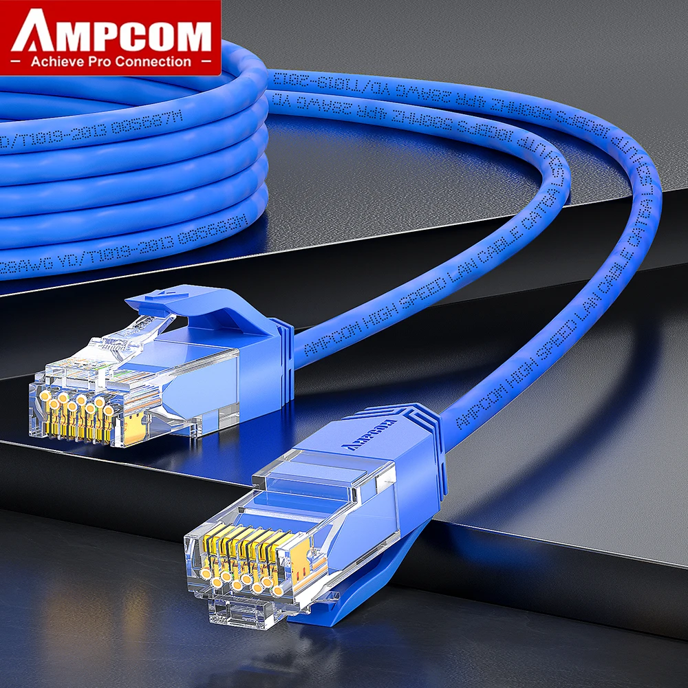 Kabel AMPCOM Ethernet, ultracienki kabel Lan RJ45 CAT6A UTP RJ 45 Kabel sieciowy Patch Cord do komputerów stacjonarnych Modem Router