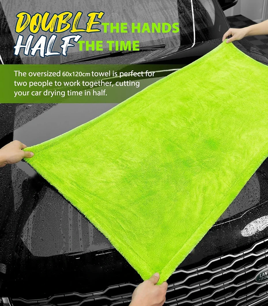 1400GSM Hochleistungs-Autotrockentuch 60x120cm Übergroßes Doppelseitiges Reinigungstuch Super Saugfähig Ultra-Weich Kratzfreies Tuch – Detail 4