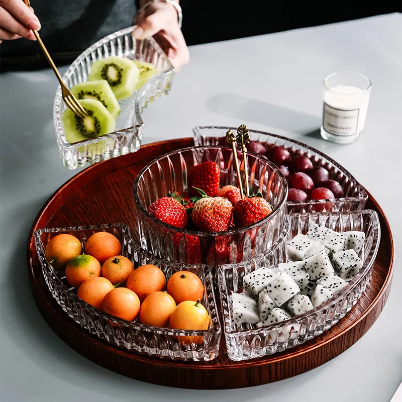 

Dried Living Room Fruit Melon Seeds Snack Dish Partitioned Candy Tray Nut Plate New Year Wedding Household