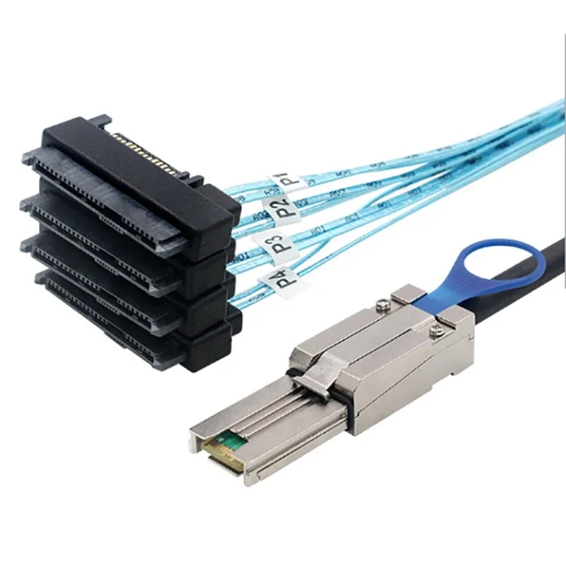 High-Speed 3.0Mini SAS 26P SFF 8088 to 4 8482 29+15Pin All-in-one Line Card SAS Hard Disk Data Cable 0.5m 1m