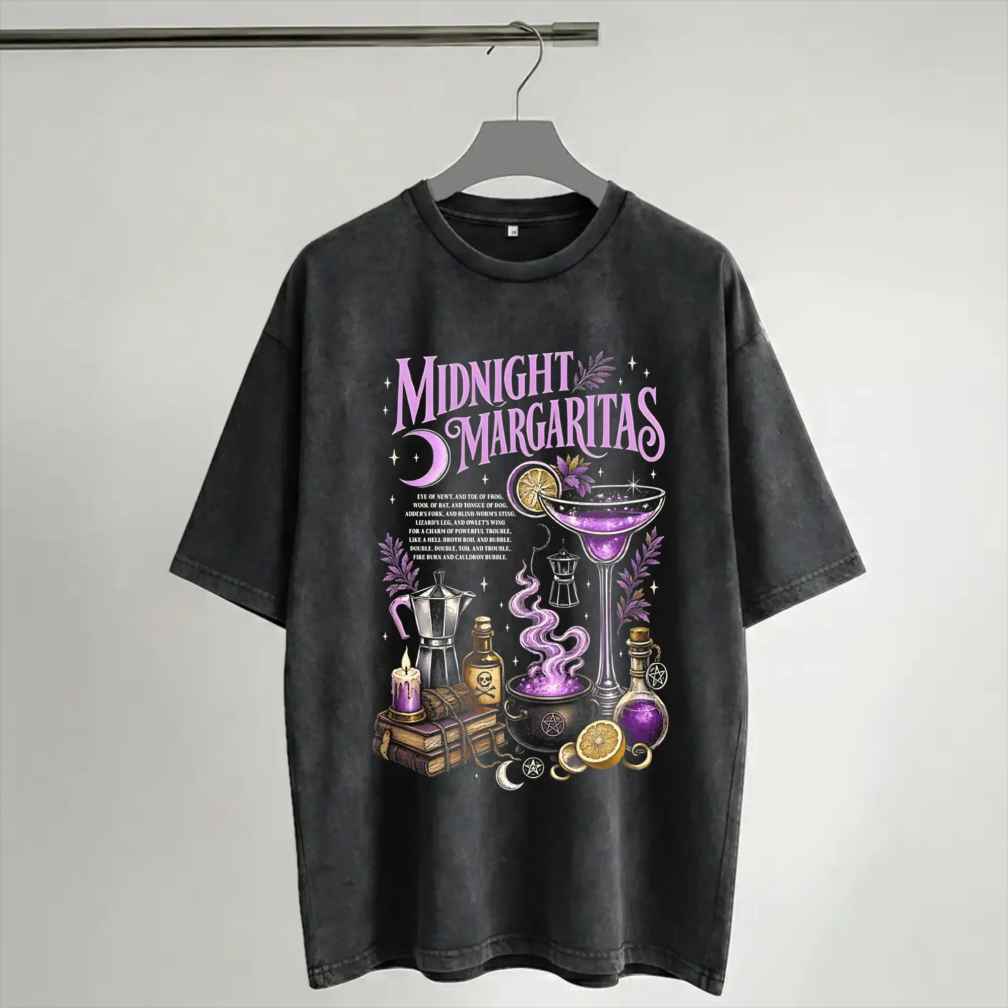 Practical Magic Midnight Margaritas  T Shirts Hip Hop Washed 100% Cotton Oversize T-Shirts  Vintage Men Women Streetwear